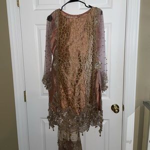 3 piece pink pearl shalwar kameez